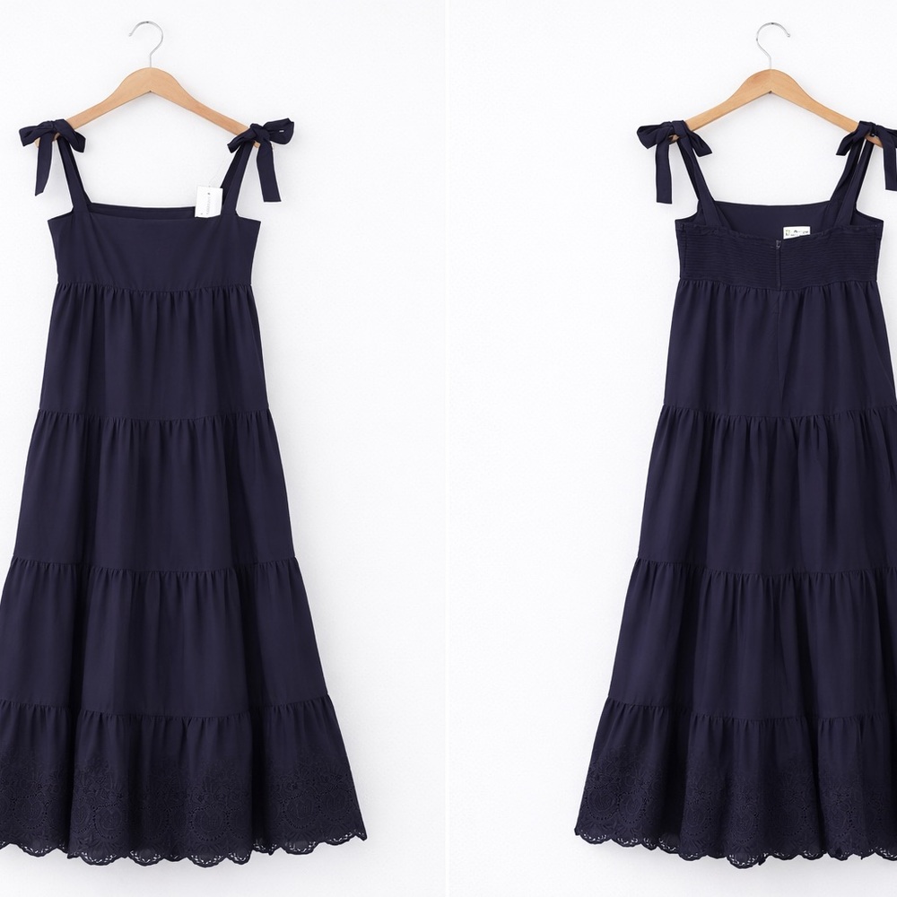 Jason Wu Tiered Maxi Dress Small Navy New - Picture 4 of 4